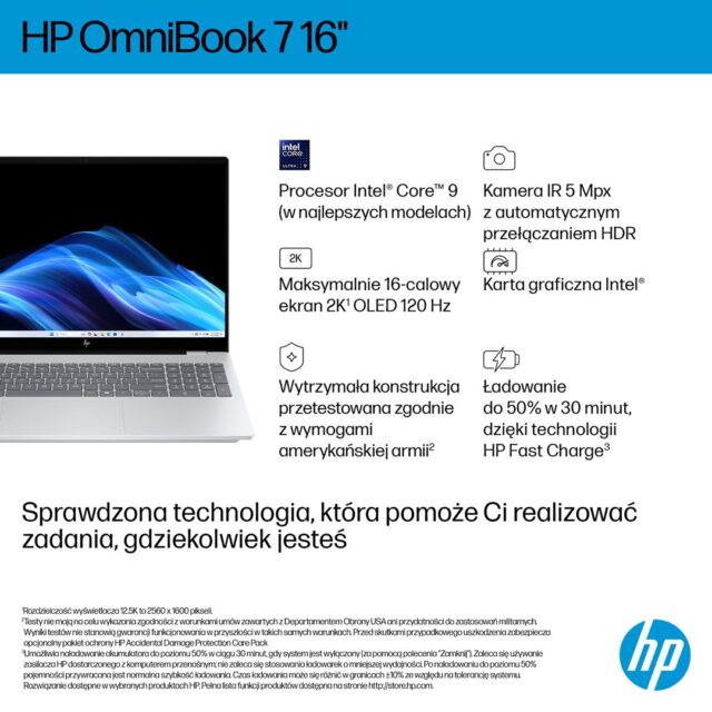 HP OmniBook 7 16-az0222nw Core 5 210H 16 2K 300nits AG 16GB DDR5 5200 SSD512 Intel Graphics Cam 5 Mpx IR 70Wh Win11 Glacial Silver 2Y - imagine 4