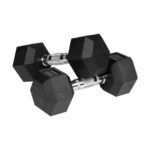REBEL ACTIVE Rubber-coated cast iron dumbbells 2x8 kg - imagine 2