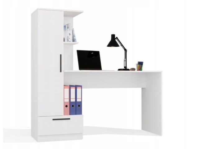 Cosmo Desk + Bookcase Set  White - imagine 4