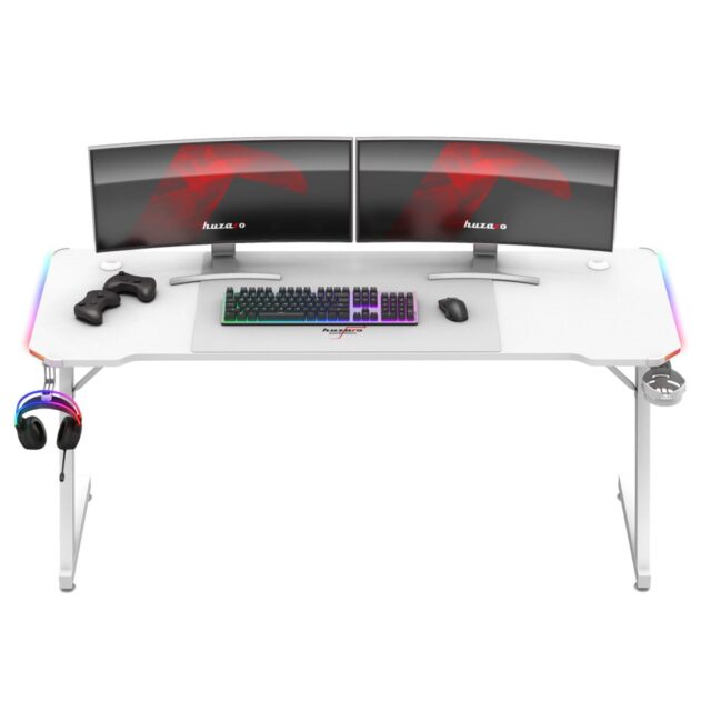 Huzaro Hero 4.8 White RGB - gaming desk - imagine 8