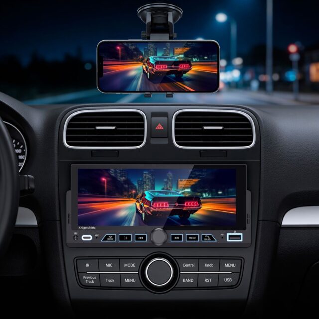 Kruger&Matz KM2017 1DIN CarPlay/AndroidAuto car radio - imagine 5