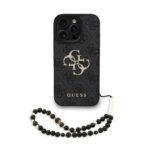 Guess PU 4G Metal Logo Strap Zadní Kryt pro iPhone 16 Pro Max Black
