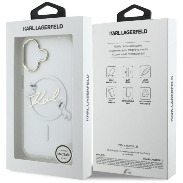 Case Karl Lagerfeld IML Choupettes Karl  Script Logo MagSafe for iPhone 17 transparent - imagine 8