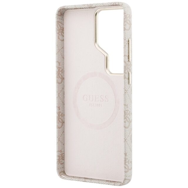 Guess PU Leather 4G Strass Logo Gold Frame Magnetic Zadní Kryt pro Samsung Galaxy S26 Ultra Pink - imagine 8