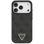 Guess Leather 4G Triangle Strass MagSafe case for iPhone 17 Pro black - imagine 3
