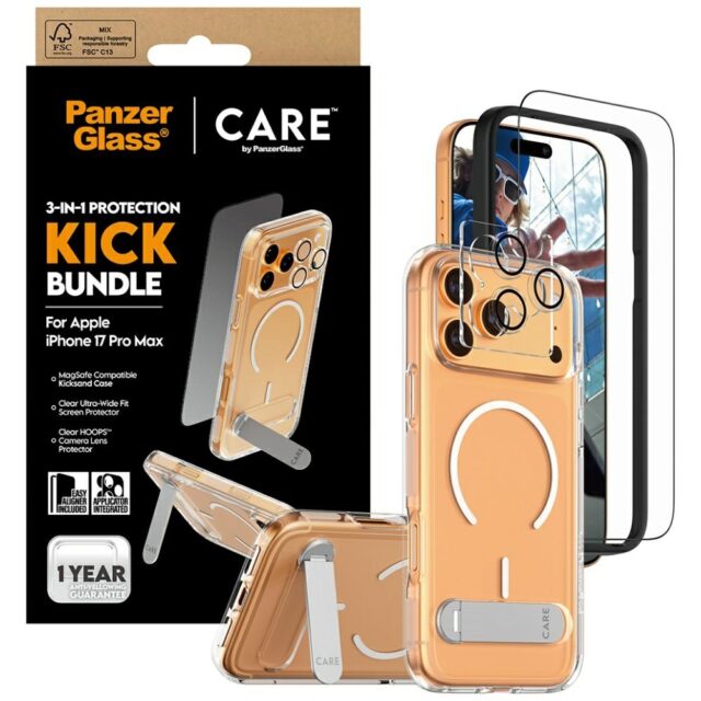 CARE by PanzerGlass Feature Kick 3in1 Case + Glass + Lens Protection Kit for iPhone 17 Pro Max - imagine 4
