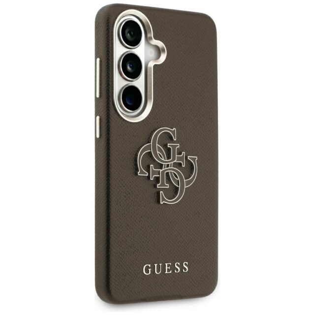 Guess PU 4G Resin Metal Logo Zadní Kryt pro Samsung Galaxy S26 Brown - imagine 4
