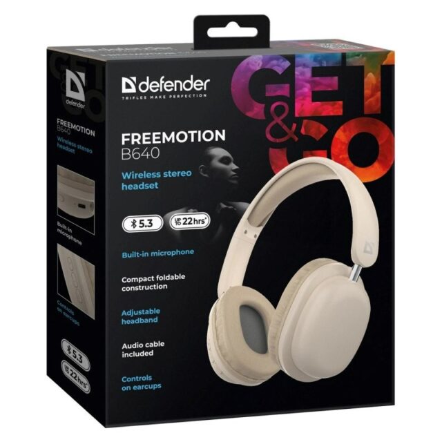 HEADPHONES DEFENDER BLUETOOTH FREEMOTION B640 BEIGE - imagine 7