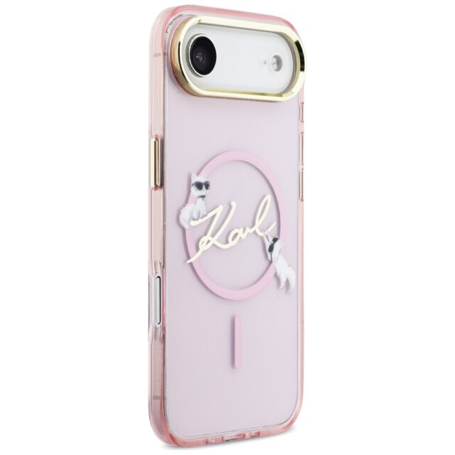 Case Karl Lagerfeld IML Choupettes Karl  Script Logo MagSafe for iPhone Air pink - imagine 4