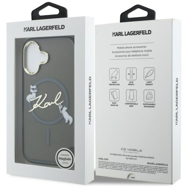 Case Karl Lagerfeld IML Choupettes Karl  Script Logo MagSafe for iPhone 17 black - imagine 8