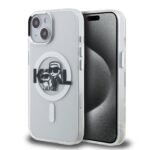 Karl Lagerfeld IML Glitter Karl and Choupette Sketch MagSafe Zadní Kryt pro iPhone 15 Transparent