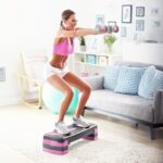 REBEL ACTIVE Step for aerobics and fitness exercises  3 levels  gray-purple - imagine 7