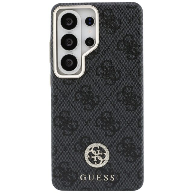 Guess PU Leather 4G Strass Logo Gold Frame Magnetic Zadní Kryt pro Samsung Galaxy S26 Ultra Black - imagine 4