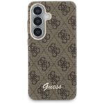 Guess PU 4G Script Metal Logo Magnetic Zadní Kryt pro Samsung Galaxy S26 Brown - imagine 4