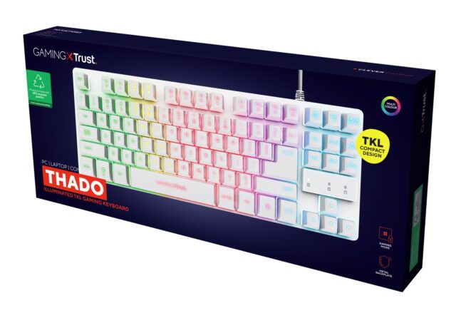 Trust GXT 833W THADO TKL US - gaming keyboard  white - imagine 8