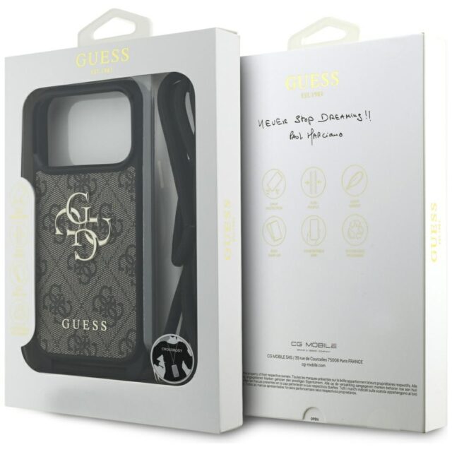 Case Guess 4G Big Logo Cord Stap         Crossbody for iPhone 17 Pro brown - imagine 7
