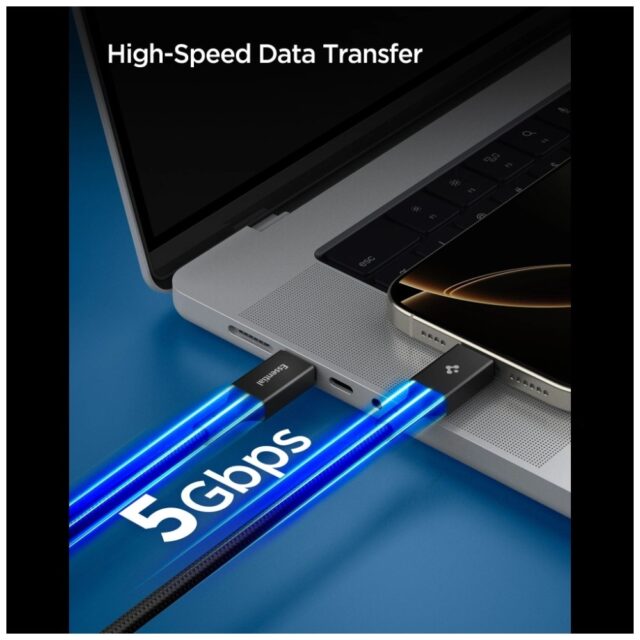 Kabel Spigen EB10015CC Essential USB-C    100W 1.5m czarny - imagine 5