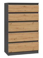 Topeshop M5 ANTRACYT/ARTISAN chest of drawers - imagine 3