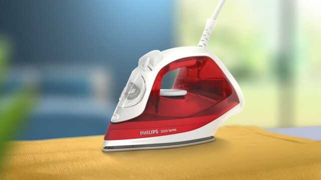 Philips 2000 series DST2010/40 iron Steam iron Non-stick soleplate Red  White - imagine 3