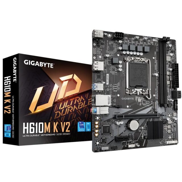 Gigabyte H610M K V2 | Processor family Intel | Processor socket LGA1700 | DDR5 | Supported hard disk drive interfaces M.2  SATA | Number of SATA connectors 2 - imagine 6