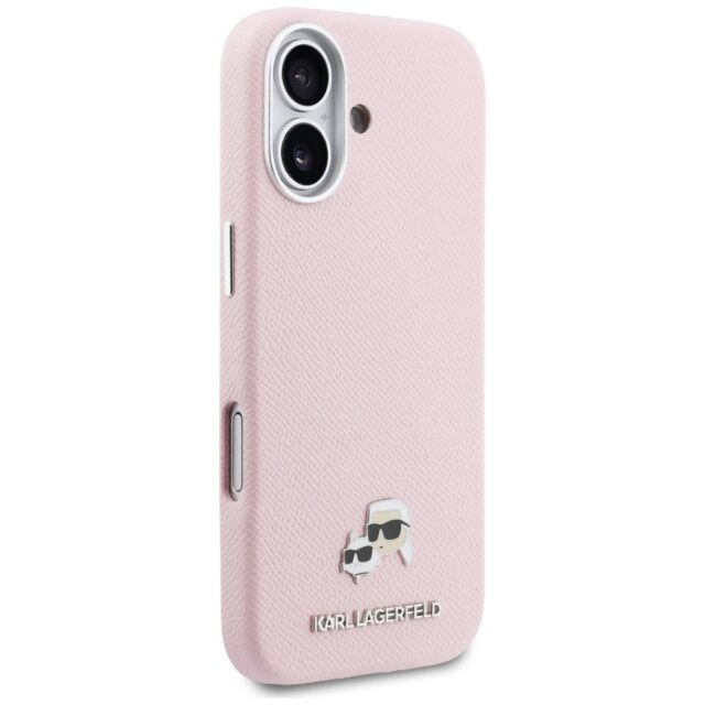 Case Karl Lagerfeld Karl & Choupette     Head Pins Saffiano MagSafe for iPhone 17 pink - imagine 4