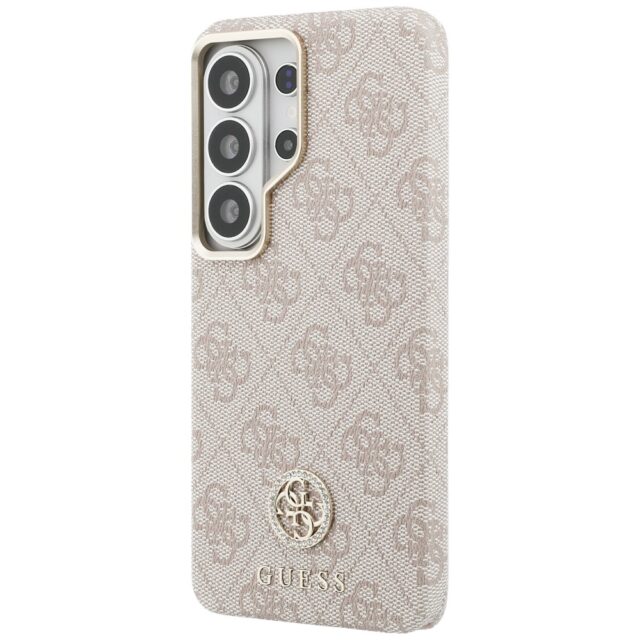 Guess PU Leather 4G Strass Logo Gold Frame Magnetic Zadní Kryt pro Samsung Galaxy S26 Ultra Pink - imagine 3