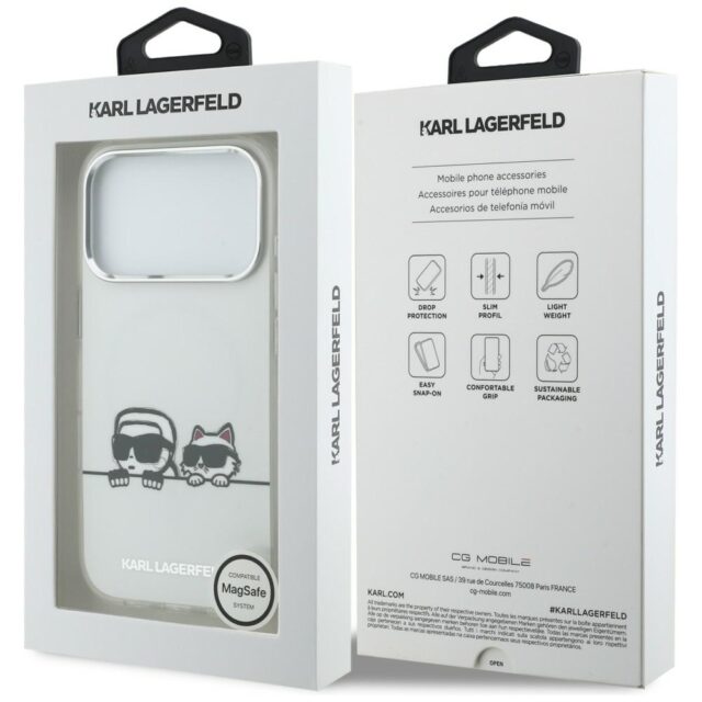 Etui Karl Lagerfeld IML Karl & Choupette  Peekaboo Logo MagSafe do iPhone 17 Pro biały - imagine 8