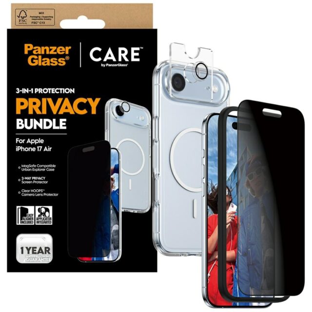 Zestaw ochronny CARE by PanzerGlass      Flagship Privacy 3w1 Etui+Szkło Prywatyzujące+Lens do iPhon - imagine 5