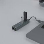 Savio AK-57 USB-A - 3 x USB-A HUB with RJ-45 Gigabit Ethernet adapter 5000 Mbit/s grey USB 3.2 Gen 1 (3.1 Gen 1) Micro-B 5000 Mbit/s Black - imagine 3