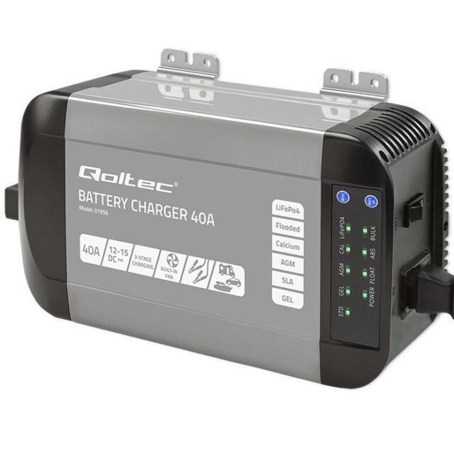Qoltec Intelligent Professional Monolith Battery Charger for LiFePO4 AGM GEL SLA batteries | 40A | 12V - imagine 6