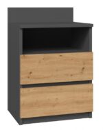 Topeshop M1 ANTRACYT/ARTISAN nightstand/bedside table 2 drawer(s) Oak - imagine 3