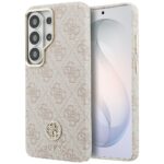 Guess PU Leather 4G Strass Logo Gold Frame Magnetic Zadní Kryt pro Samsung Galaxy S26 Ultra Pink - imagine 2