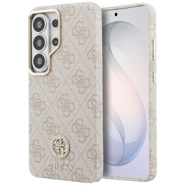Guess PU Leather 4G Strass Logo Gold Frame Magnetic Zadní Kryt pro Samsung Galaxy S26 Ultra Pink - imagine 2