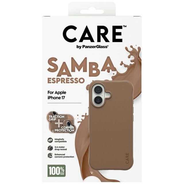 Case CARE by PanzerGlass Fashionable Samba MagSafe for iPhone 17 espresso - imagine 5
