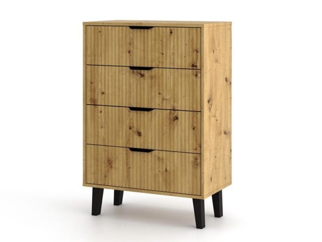 SCANDI 4S SLIM OAK ARTISAN CHEST OF DRAWERS - imagine 2
