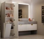 BATHROOM CABINET NEL DD 1K BASKET CASMERE COLOUR LONG DOORS - imagine 9