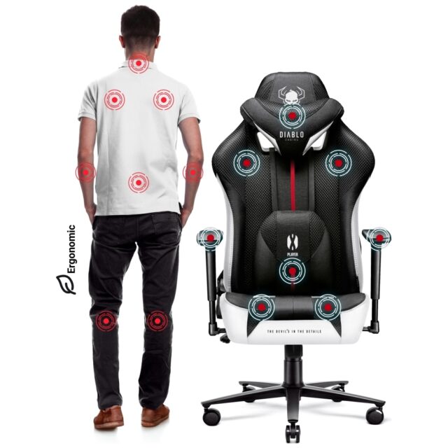 Gaming chair Diablo Chairs X-Player 2.0 King Size white-black - imagine 6