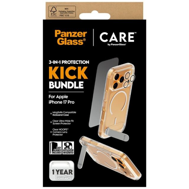 CARE by PanzerGlass Feature Kick 3in1 Case + Glass + Lens Protection Kit for iPhone 17 Pro - imagine 5