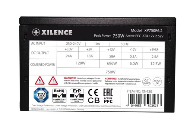 Xilence XP750R6.2 power supply unit 750 W 20+4 pin ATX ATX Black - imagine 4