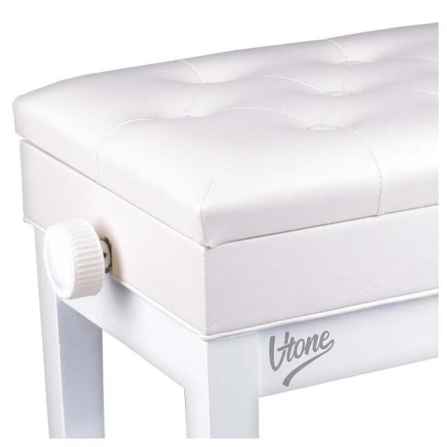 V-TONE ŁAWA 2 WH - piano bench with storage compartment and height adjustment  white - imagine 4