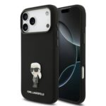 Karl Lagerfeld Liquid Silicone Metal Ikonik Zadní Kryt pro iPhone 17 Pro Max Black