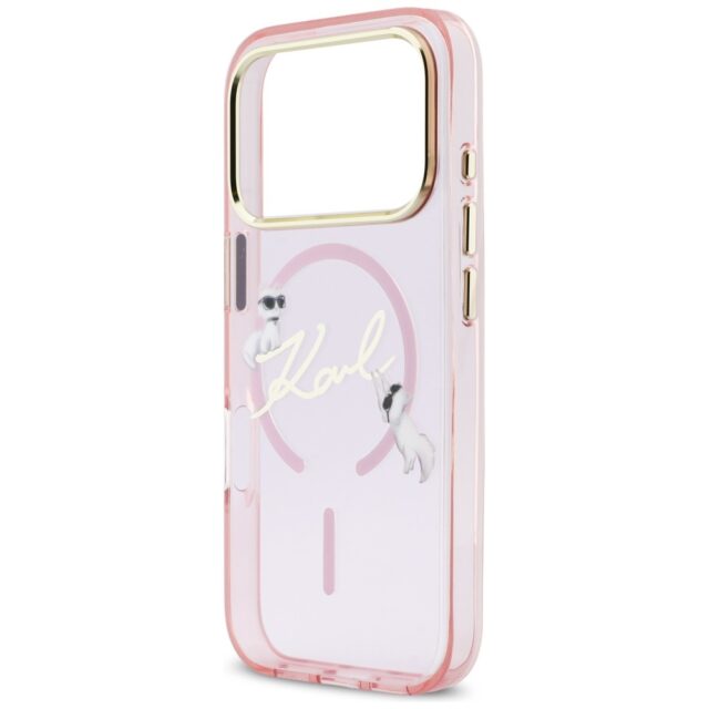 Case Karl Lagerfeld IML Choupettes Karl  Script Logo MagSafe for iPhone 17 Pro Max pink - imagine 6