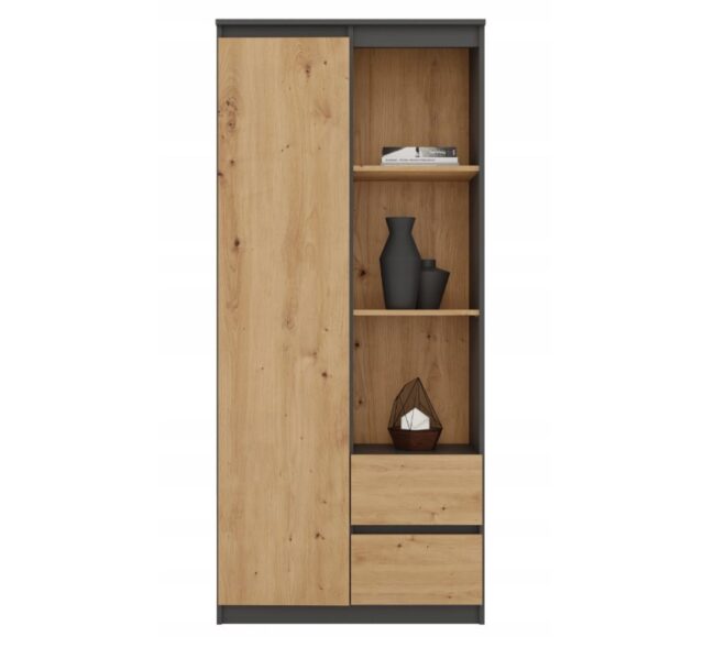 Topeshop RS-80 BILY ANTHRACITE/OAK ARTISAN office bookcase - imagine 2