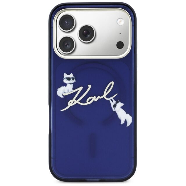 Case Karl Lagerfeld IML Choupettes Karl  Script Logo MagSafe for iPhone 17 Pro blue - imagine 3