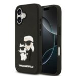 Karl Lagerfeld 3D Rubber Karl and Choupette Zadní Kryt pro iPhone 17 Black