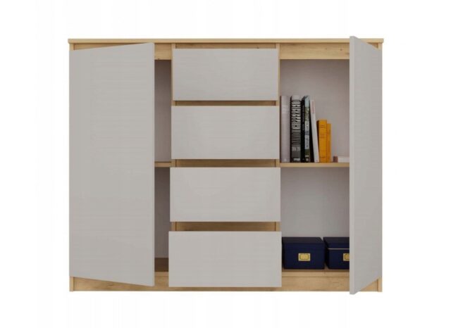 CHEST OF DRAWERS WITH 2 DOORS AND 4 DRAWERS  ARTISAN OAK/CASHMERE COLOUR - imagine 2