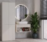 BATHROOM CABINET NEL DD 1K BASKET CASMERE COLOUR LONG DOORS - imagine 10