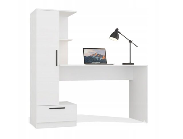 Cosmo Desk + Bookcase Set  White - imagine 3