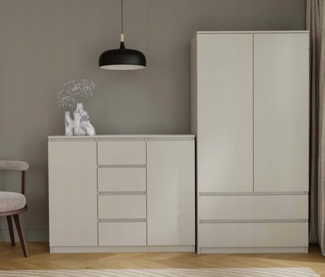 CHEST OF DRAWERS WITH 2 DOORS AND 4 DRAWERS  CASHMERE COLOUR - imagine 10