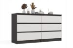 M6 MALWA CHEST OF DRAWERS 140 CM 6 DRAWERS ANTHRACITE/WHITE - imagine 2